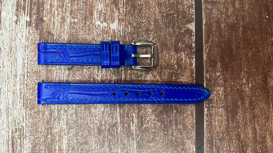 Crocodile Leather Watch Strap - Blue