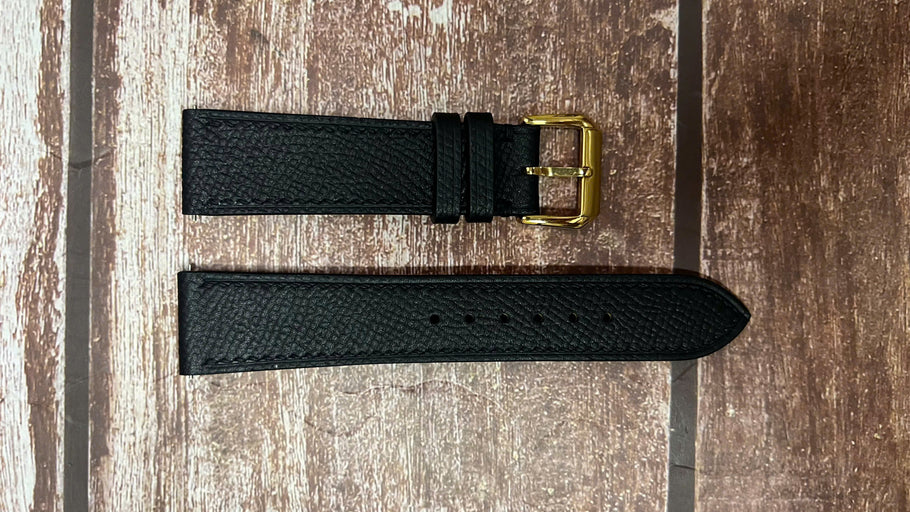 Epsom Leather Watch Strap - Black For Hamilton Intra-matic