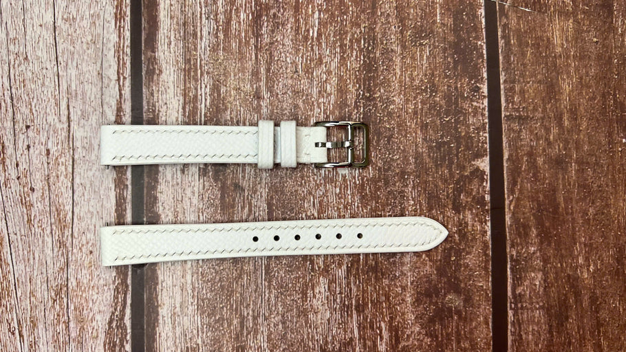 Epsom Leather Watch Strap - White for Herms heure H 21 mm