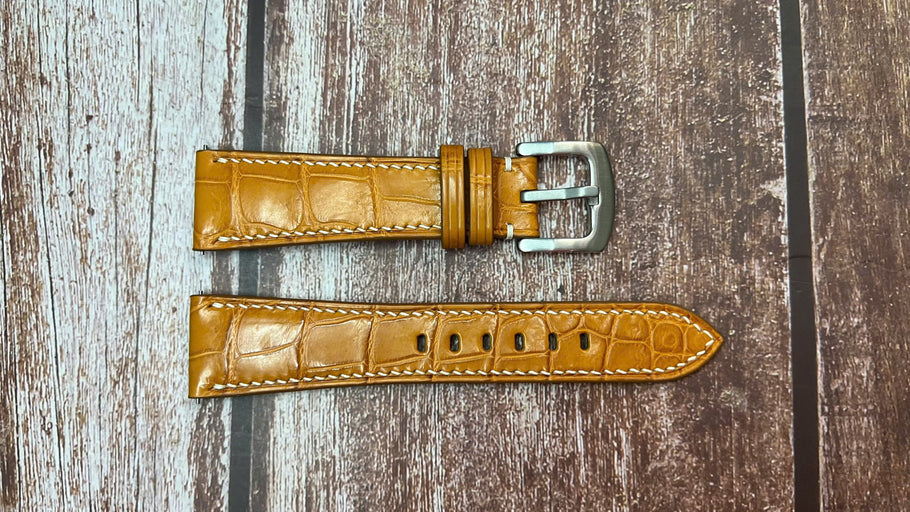 Crocodile Leather Watch Strap - Light Brown