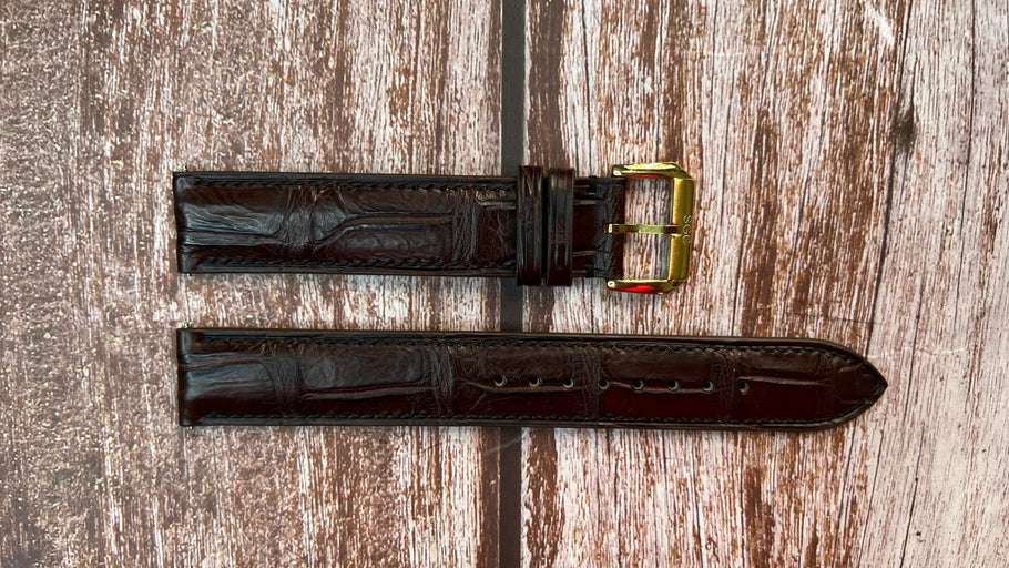 Crocodile Leather Watch Strap - Brown for CYMA Chronograph (1950s)