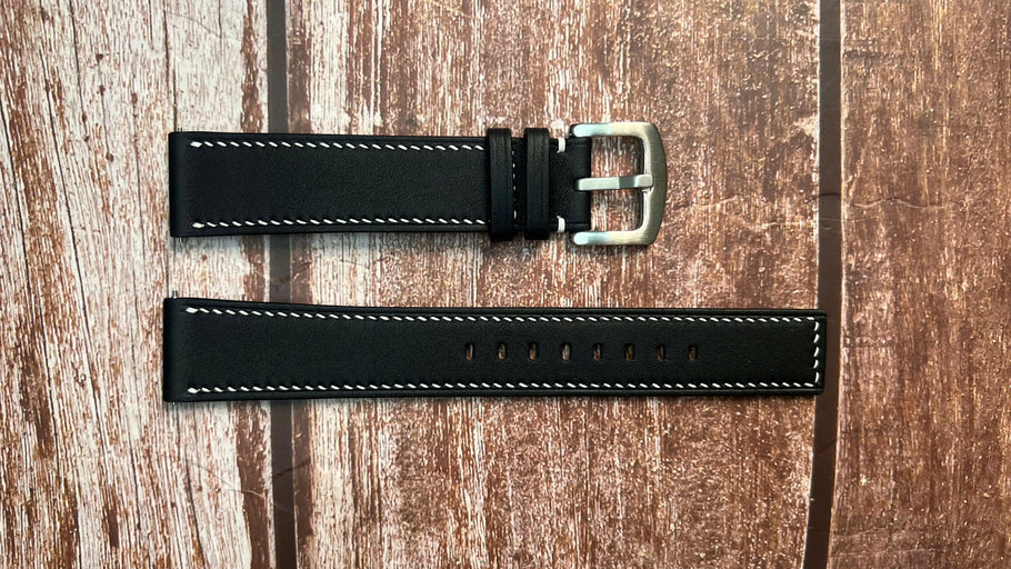 Swift Leather Watch Strap - Black For AVI-8 Hawker Hurricane Wittering Clowes Automatic Pilot Watch