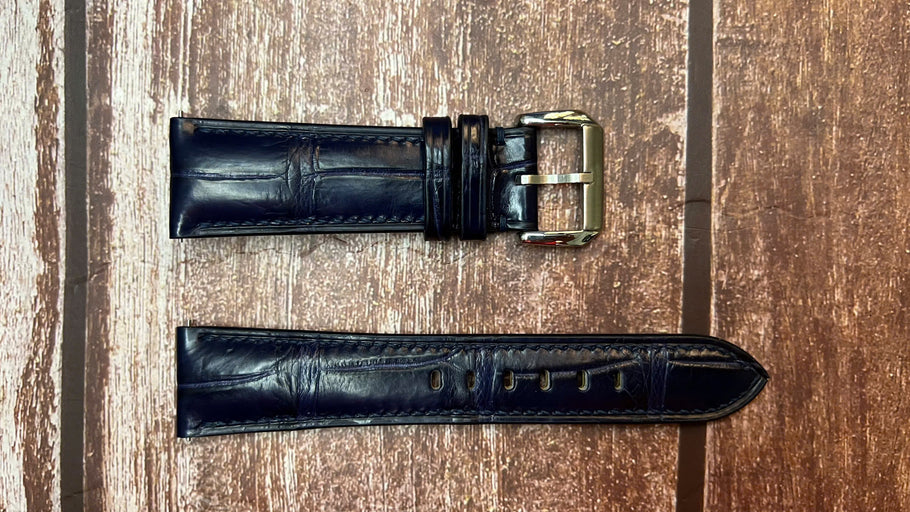 Crocodile Leather Watch Strap - Dark Blue