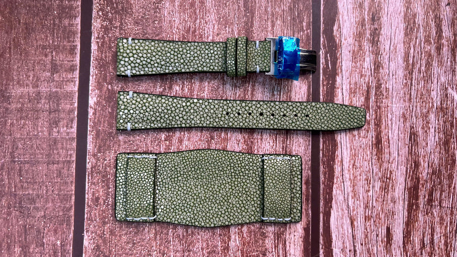 Stingray Leather Watch Strap - Green