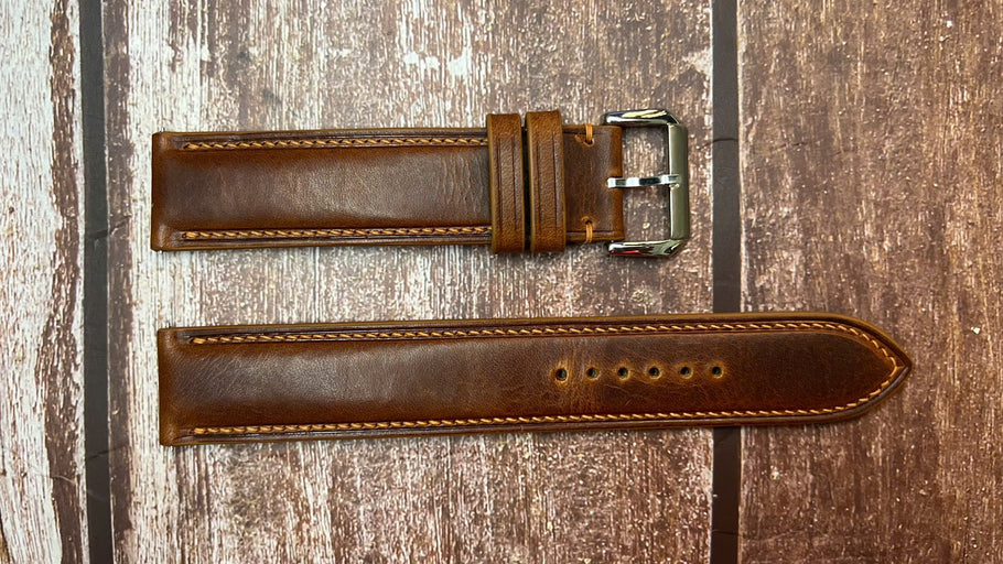 Badalassi Wax Leather Watch Strap - Cognac