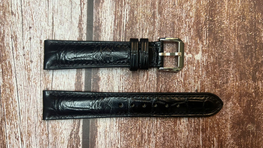 Crocodile Leather Watch Strap - Black for Omega Soeedmaster