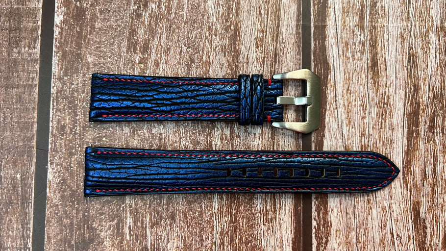 Shark Skin Watch Strap - Blue for Seiko 7S26-0020