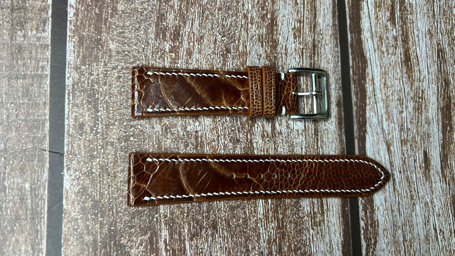 Ostrich Leg Leather Watch Strap - Rooibos Tea