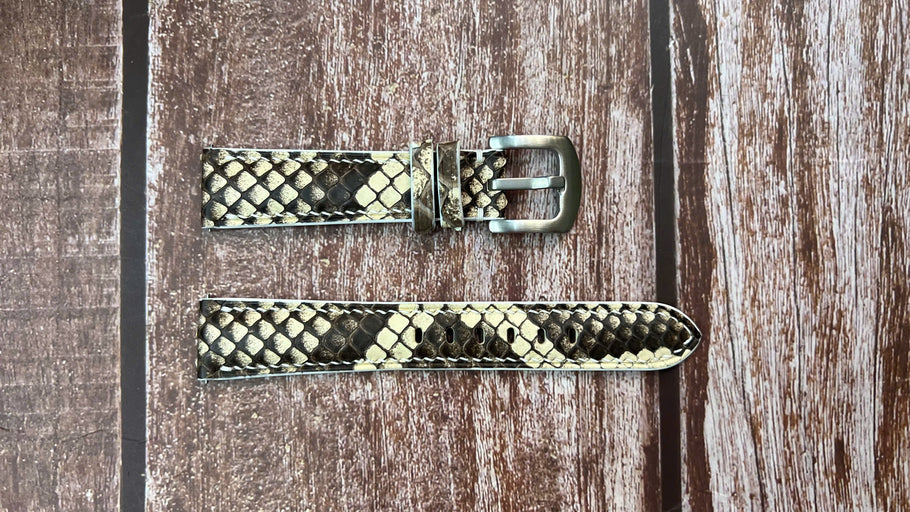 Snake Skin Watch Strap - White for  Omega Speedmaster Triple date