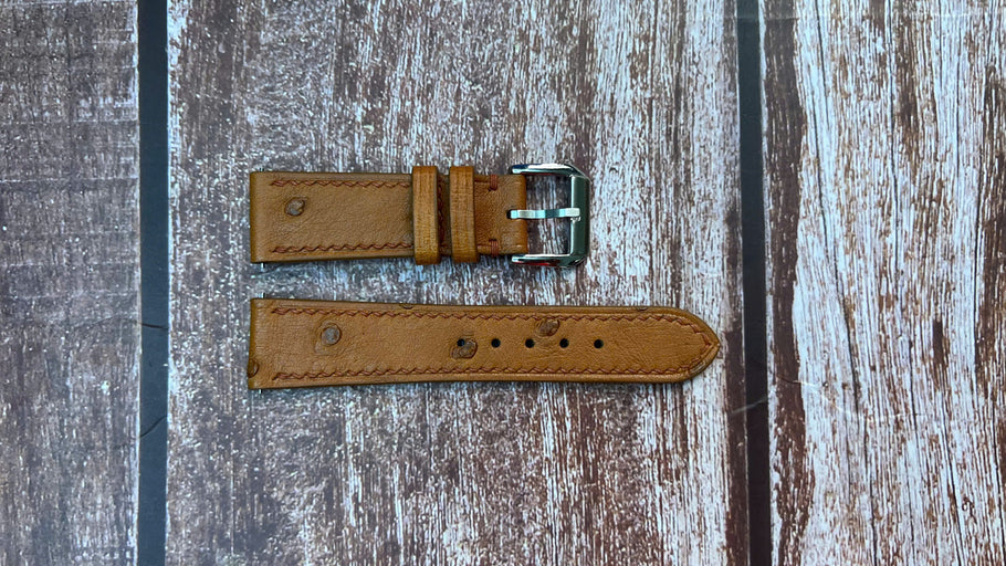 Ostrich Leather Watch Strap - Brown