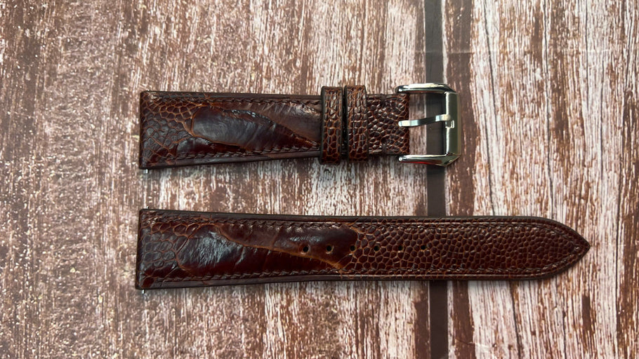 Ostrich Leg Leather Watch Strap - Dark Brown for Halios Seaforth