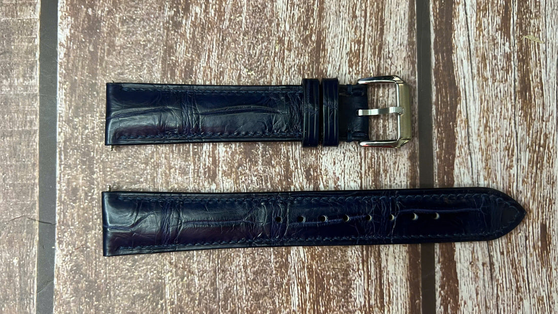Crocodile Leather Watch Strap - Dark Blue