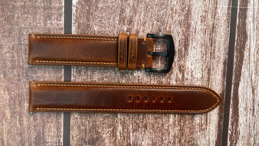 Badalassi Wax Leather Watch Strap - Cognac