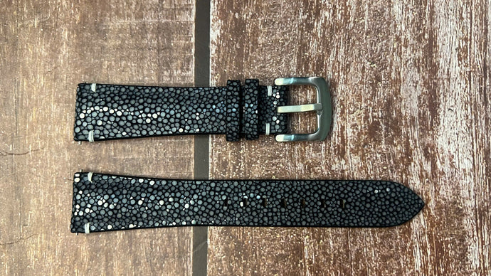 Stingray Leather Watch Strap - Black