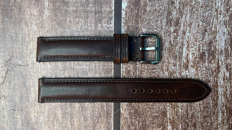 Badalassi Wax Leather Watch Strap - Dark Brown For 1963 Rolex Oyster Perpetual