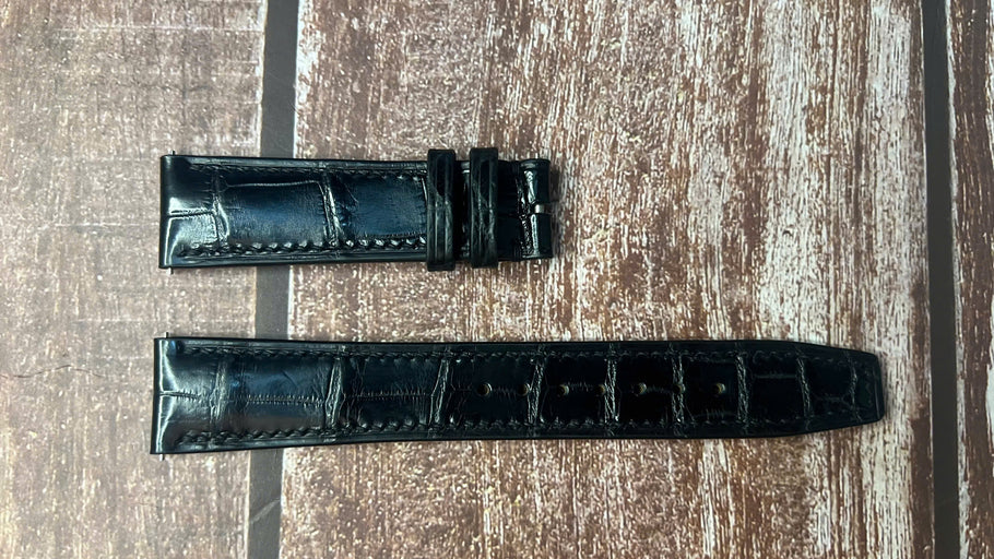 Crocodile Leather Watch Strap - Black For IWC Pilot's Watch thickness 4-2