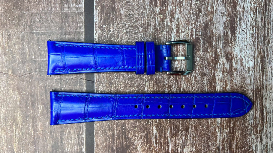 Crocodile Leather Watch Strap - Blue