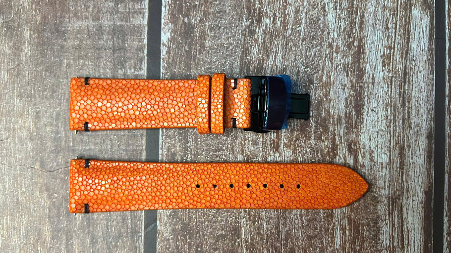 Stingray Leather Watch Strap - Orange