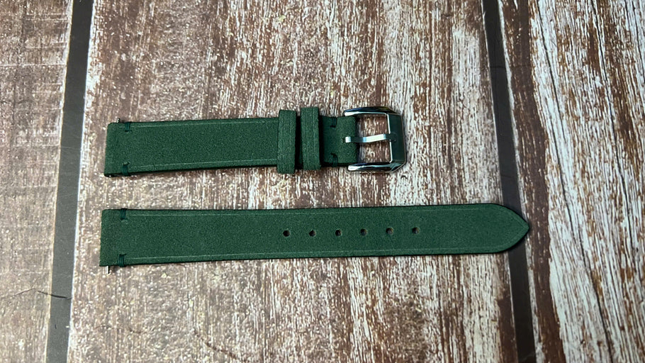 Suede Leather Watch Strap - Green For Tissot Everytime 10921016032