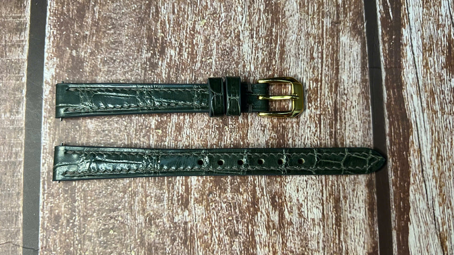 Crocodile Leather Watch Strap - dark sage for Patek Philippe Calatrava 4819 Women's Watch