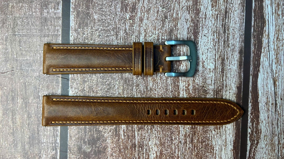 Badalassi Wax Leather Watch Strap - Cognac