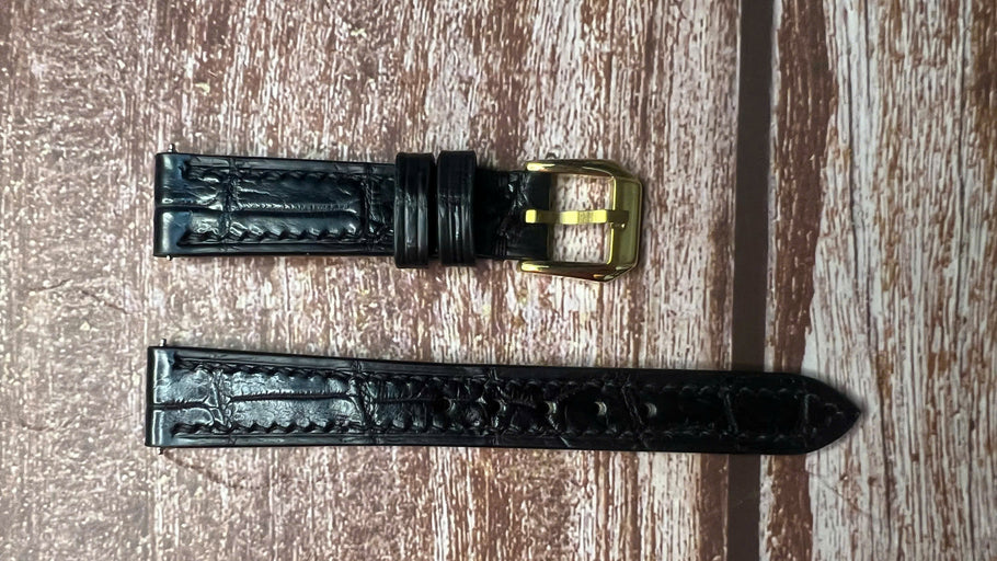 Crocodile Leather Watch Strap - Black for Fossil ES5307