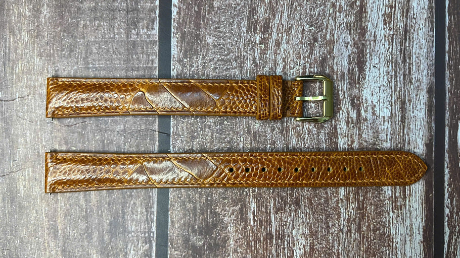 Ostrich Leg Leather Watch Strap - Light Brown For Omega