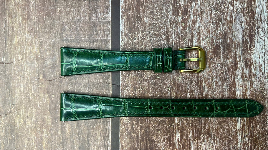 Crocodile Leather Watch Strap - Green for Patek Phillip travel time vintage