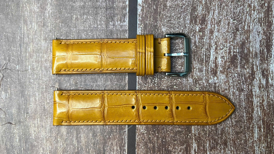 Crocodile Leather Watch Strap - Light Brown