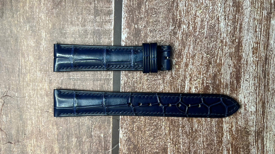 Crocodile Leather Watch Strap - Dark Blue for IWC Watch