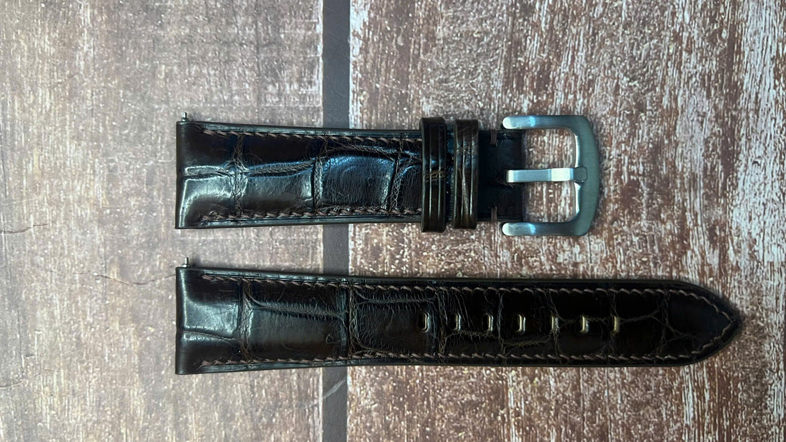 Crocodile Leather Watch Strap - Brown