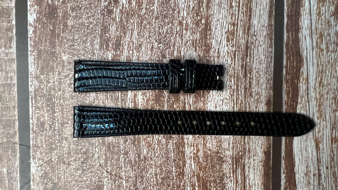 Lizard Leather Watch Strap - Black