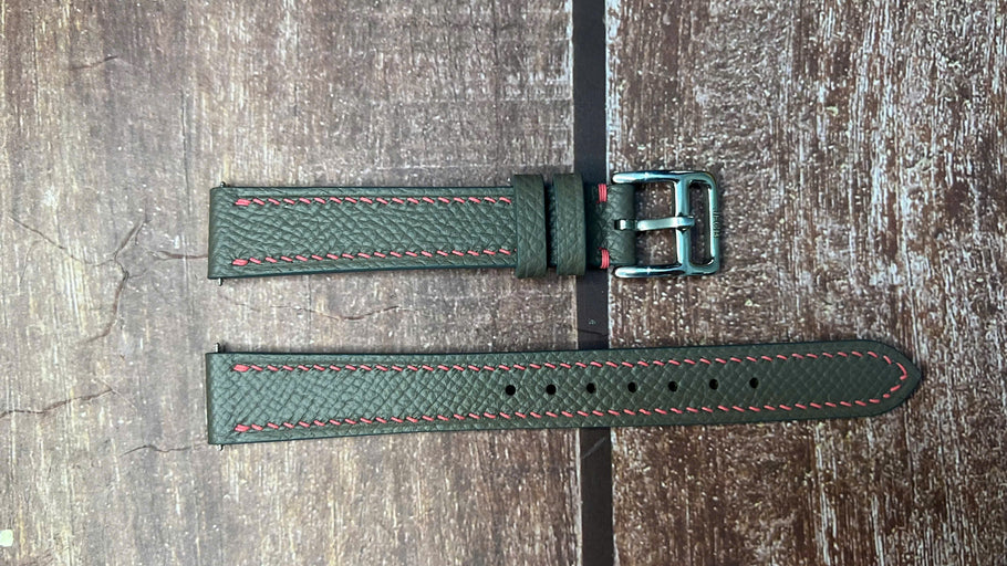 Epsom Leather Watch Strap - Gray for a Jaeger-LeCoultre Triple Date Calendar collection