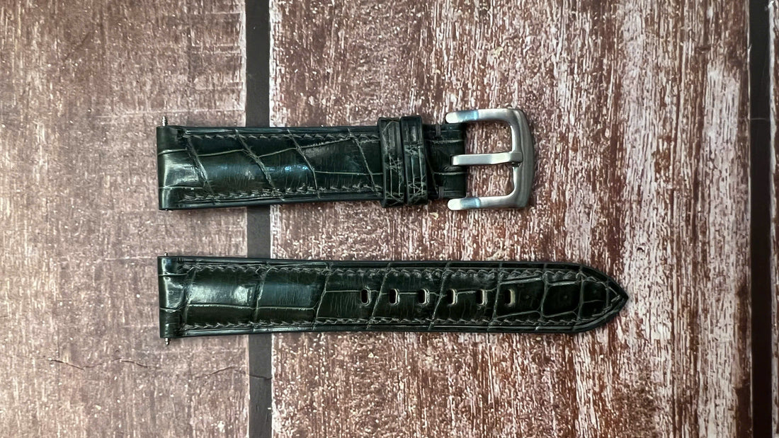 Crocodile Leather Watch Strap - Dark Sage For rolex oyster perpetual