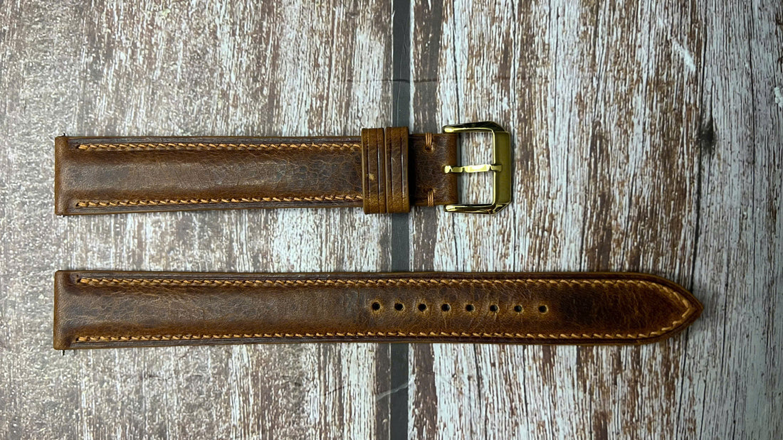 Badalassi Wax Leather Watch Strap - Cognac