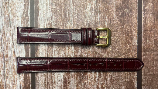 Crocodile Leather Watch Strap - Burgundy