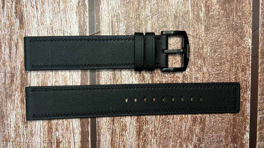 Swift Leather Watch Strap - Black For fossil watch