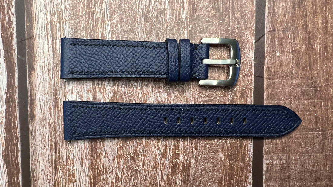 Epsom Leather Watch Strap - Navy For a Chrono 39 Sardinia