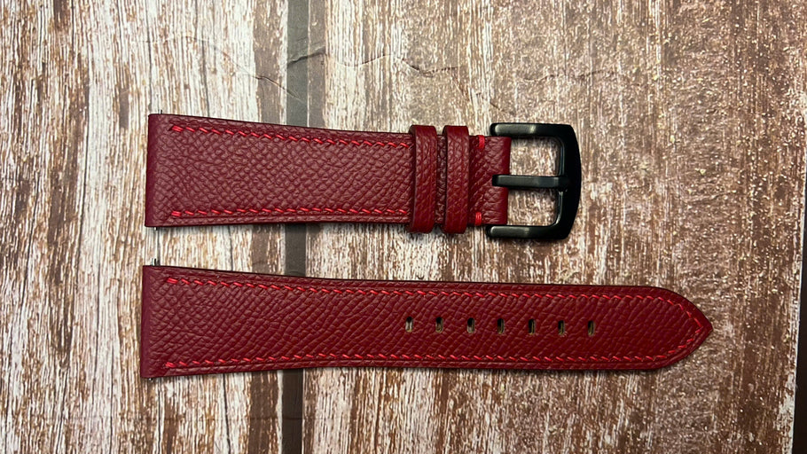 Epsom Leather Watch Strap - Red  For Breitling B55 Exospace