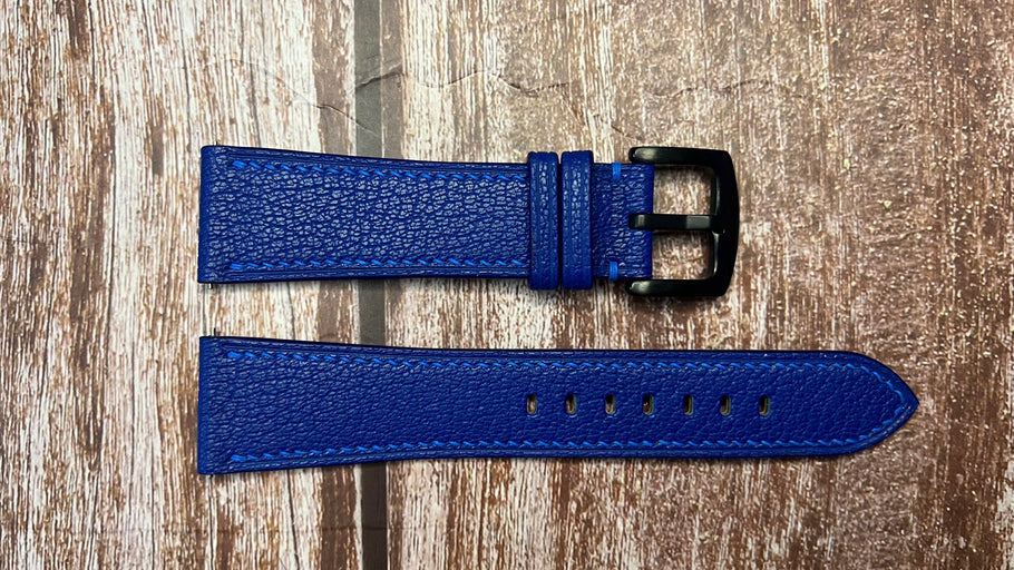 Alran Goat Leather Watch Strap - Blue For Breitling B55 Exospace