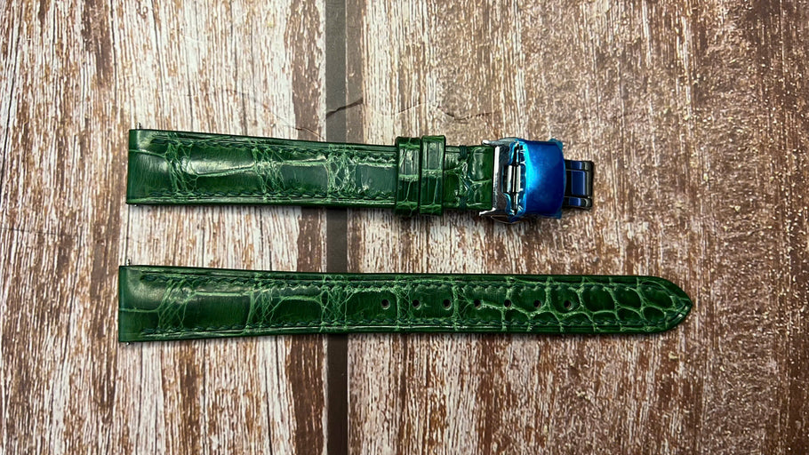 Crocodile Leather Watch Strap - Green For Dunhill