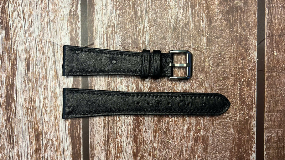 Ostrich Leather Watch Strap - Black