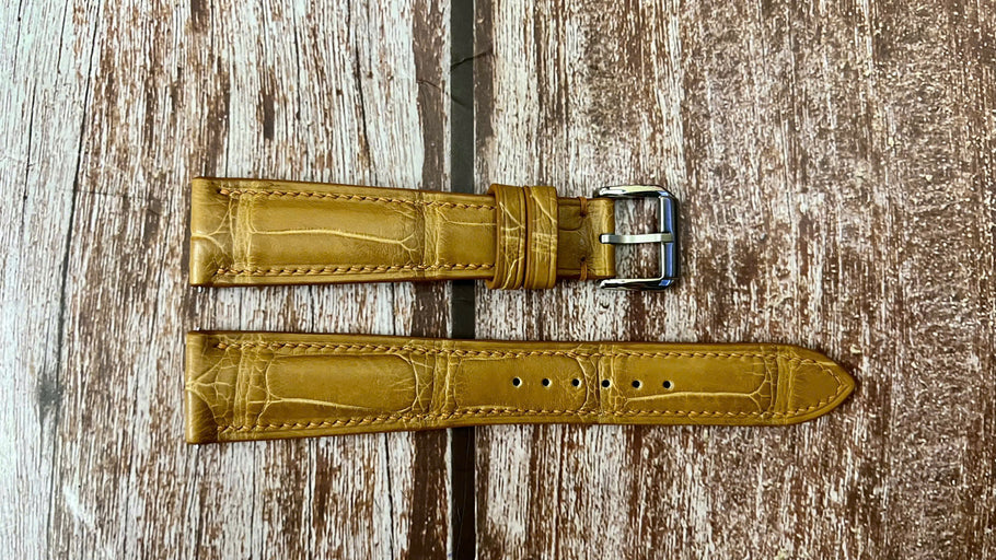 Crocodile Leather Watch Strap - Light Brown For Rolex 36mm Datejust