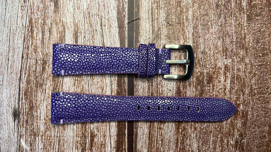 Stingray Leather Watch Strap - Purple For Grand Seiko Purple SBGH337