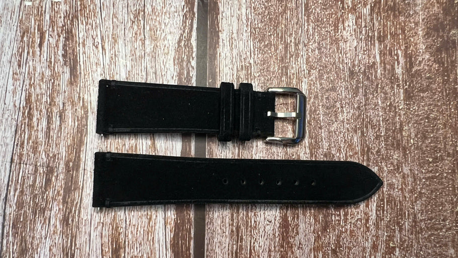 Suede Leather Watch Strap - Black