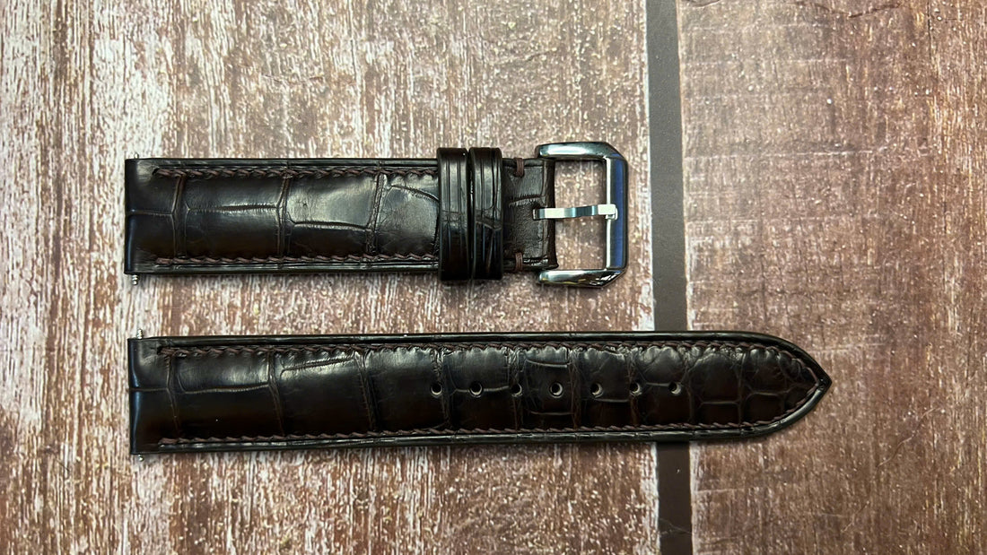 Crocodile Leather Watch Strap - Brown For 1963 Rolex oyster royal