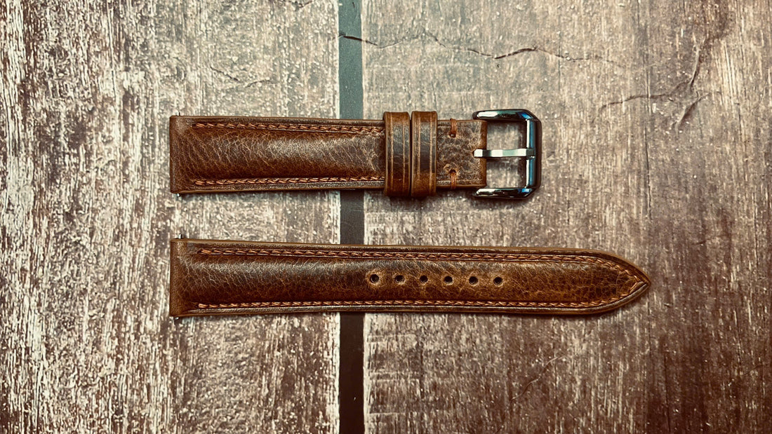 Badalassi Wax Leather Watch Strap - Cognac For a Withings Scan Watch