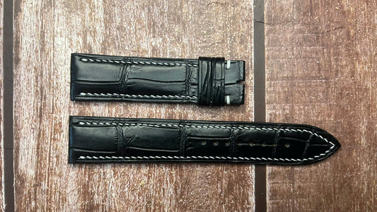 Crocodile Leather Watch Strap - Black  For Hamilton khaki Murph 42mm