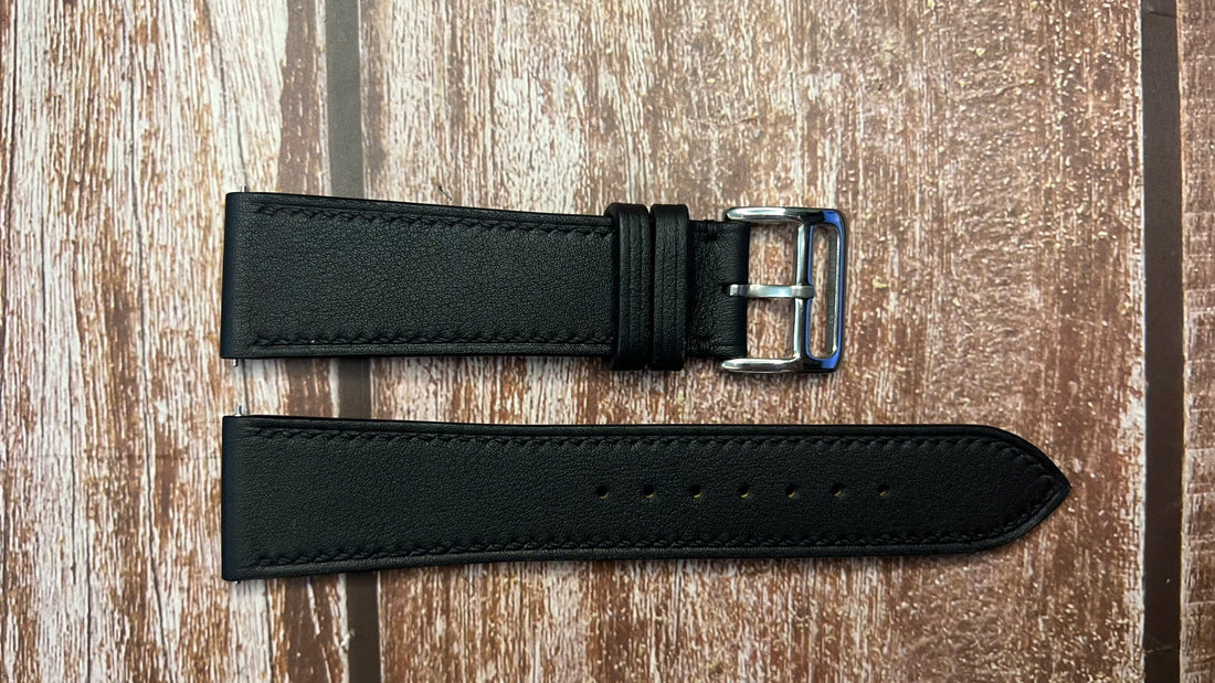 Swift Leather Watch Strap - Black For Cartier Tank Must XL