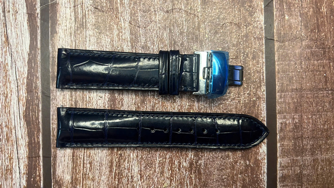 Crocodile Leather Watch Strap - Dark Blue